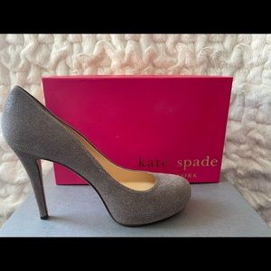 Gently worn once. Kate Spade grey platform high heels size 10